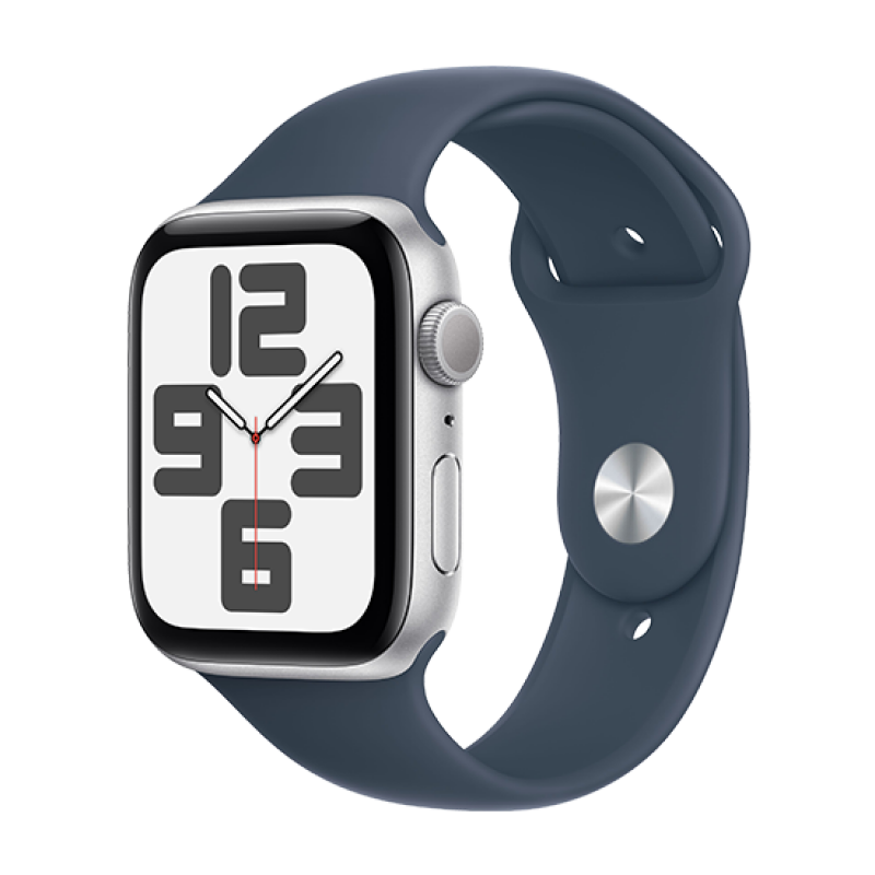 Apple Watch SE 2023 GPS 44mm Silver AluCase StormBlue Sport Band M/L - StormBlue