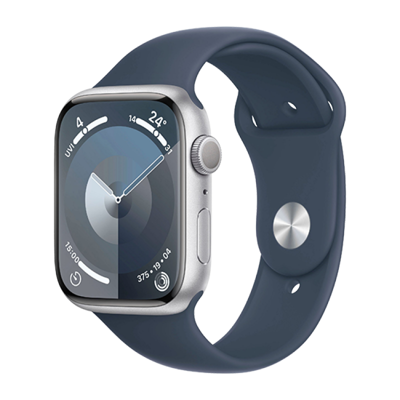 Watch Apple Watch Series 9 GPS 45mm Silver Aluminium Case with Sport Band M/L - Storm Blue