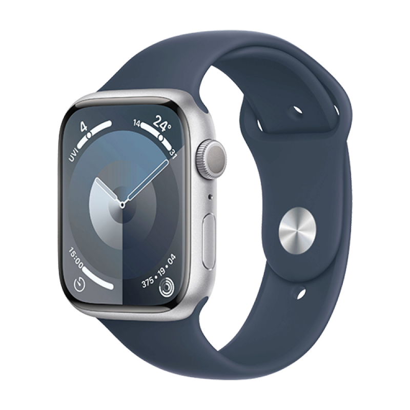 Watch Apple Watch Series 9 GPS 41mm Silver Aluminium Case with Sport Band M/L - Storm Blue